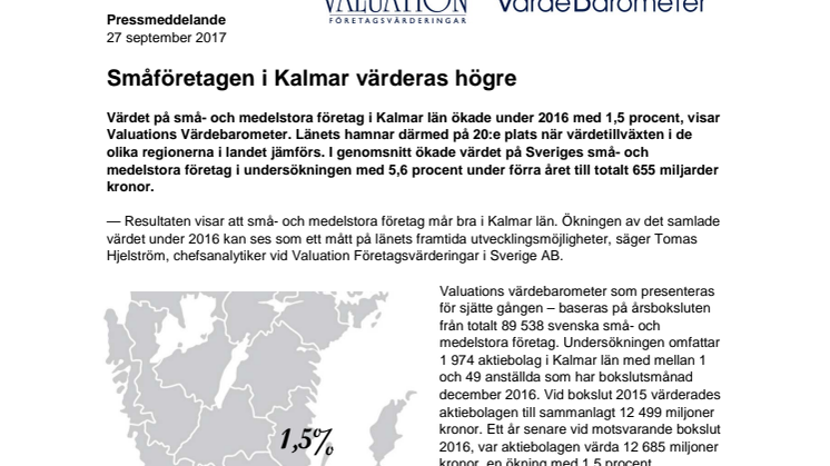 Värdebarometern 2017 Kalmar län