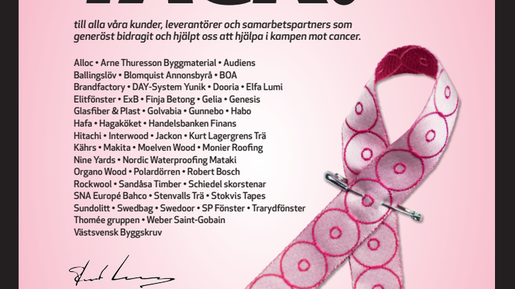 XL-BYGG samlade in 5.850.000 kronor till kampen mot cancer!
