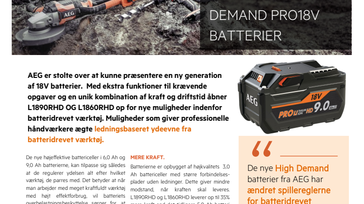 NYE MULIGHEDER MED AEG HIGH DEMAND PRO18V BATTERIER 