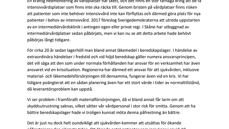 Vi behöver se om vårt eget hus inför framtida kriser