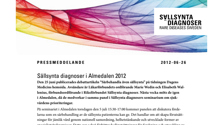 Sällsynta diagnoser i Almedalen 2012