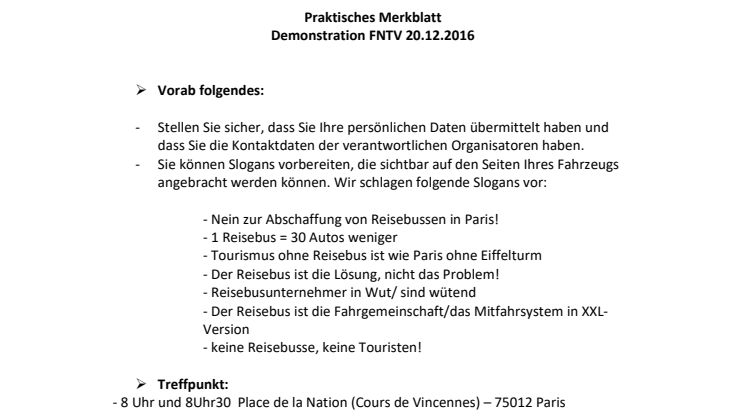Praktisk information om demonstrationen (tyska)