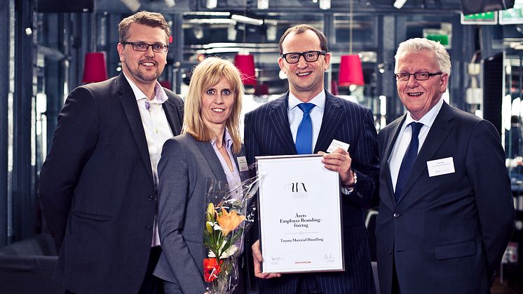 Utmärkelse för årets Employer Branding företag 2012 till Toyota Material Handling Europe