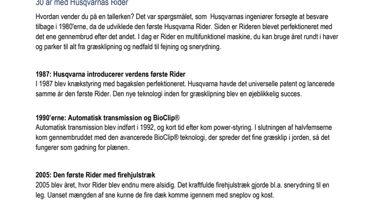 Ny Rider markerer jubilæum - se Riders historie