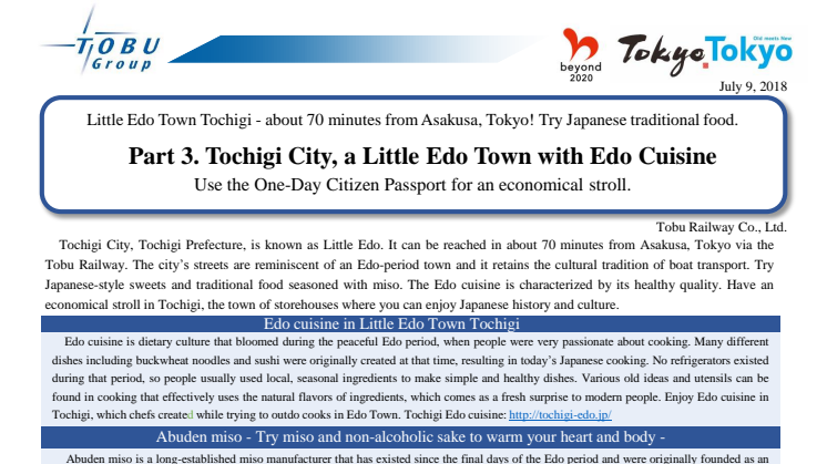 Part 3. Tochigi City, a Little Edo Town with Edo Cuisine