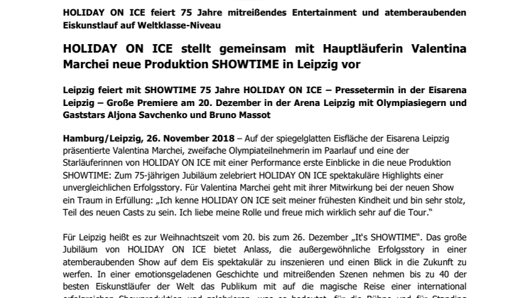 HOLIDAY ON ICE stellt gemeinsam mit Hauptläuferin Valentina Marchei neue Produktion SHOWTIME in Leipzig vor
