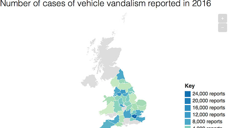 Reports of vehicle vandalism in 2016