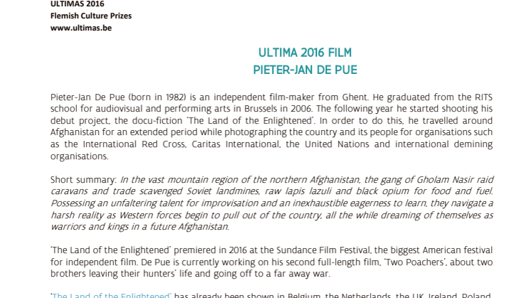 backgrounder Ultima 2016 film