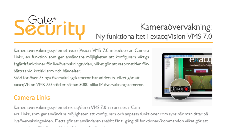 PDF: Kameraövervakning: Ny funktionalitet i exacqVision VMS 7.0