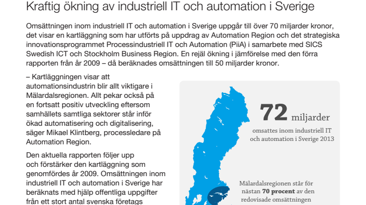 Kraftig ökning av industriell IT och automation i Sverige