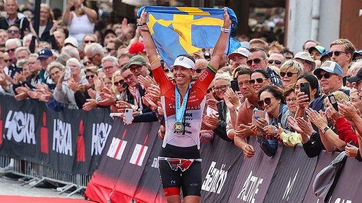 Lisa Nordén vid målgången till Ironman Kalmar 2023. Foto: Getty Images för Ironman.
