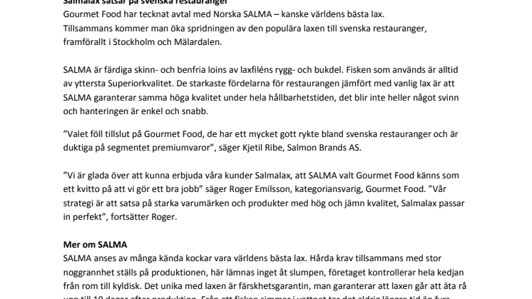 Salmalax satsar på svenska restauranger