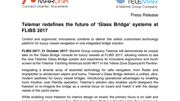 Marlink: Telemar redefines the future of ‘Glass Bridge’ systems at FLIBS 2017