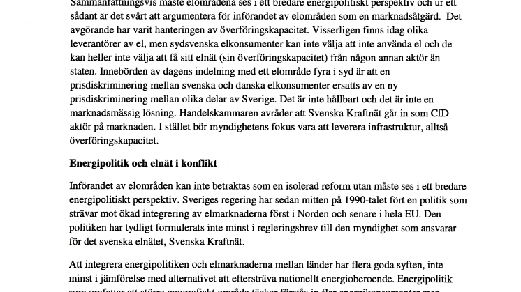 Remiss El R2012:06 Elområden i Sverige