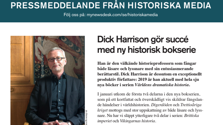 Dick Harrison gör succé med ny historisk bokserie