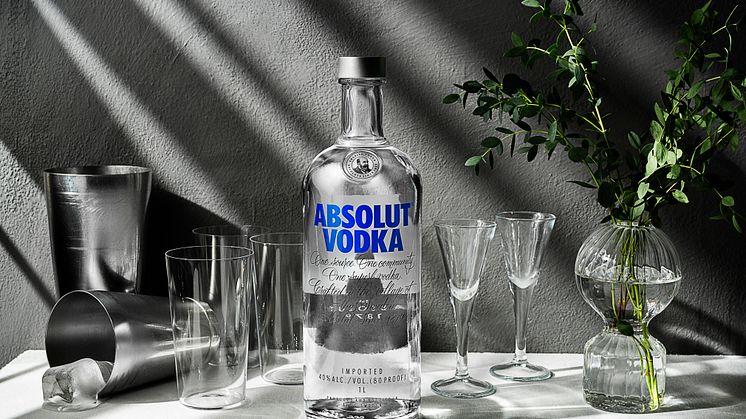 Absolut Vodka ikonisk klar glassflaske