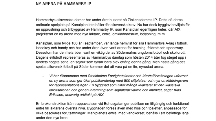 Ny arena på Hammarby IP