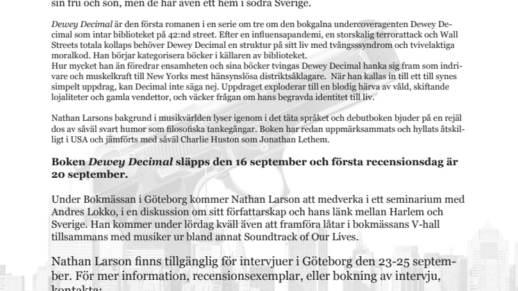 Nathan Larsons debutbok Dewey Decimal nu på svenska