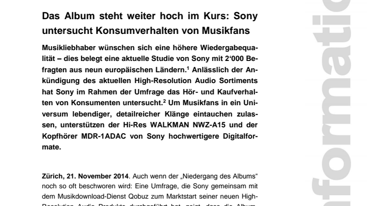 Das Album steht weiter hoch im Kurs: Sony untersucht Konsumverhalten von Musikfans