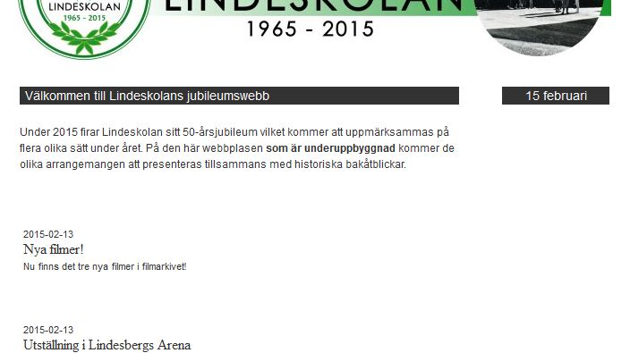 Lindesbergs gymnasium Lindeskolan firar med jubileumswebb