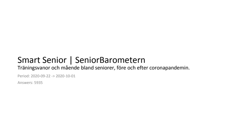SeniorBarometern Smart Senior Träning i coronatider