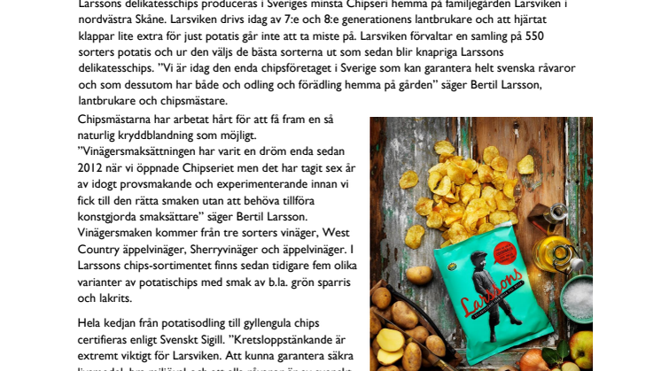 TRISS I VINÄGER ÄR SOMMARENS SMAK PÅ LARSSONS CHIPS