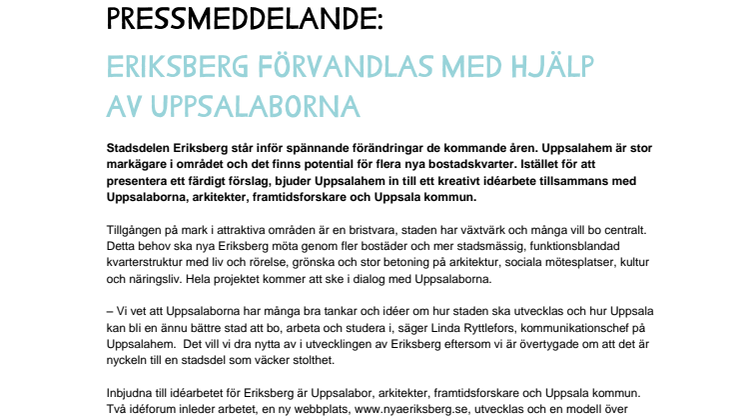 Eriksberg förvandlas med hjälp av Uppsalaborna 