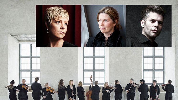 Karin Dahlberg, Tina Andersson och Barnabás Kelemen tillsammans med Camerata Nordica.