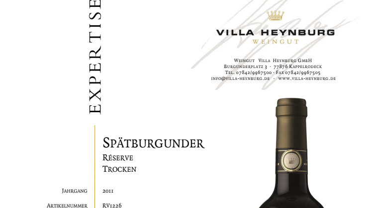 Expertise Spätburgunder Réserve - Weingut Villa Heynburg