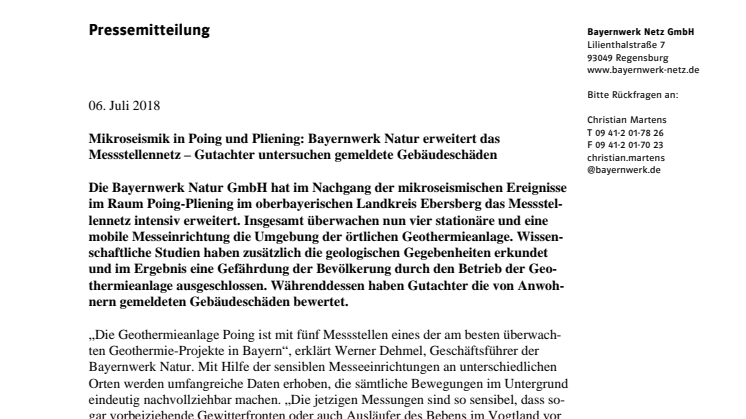 Geothermie Poing: Bayernwerk Natur erhöht die Zahl der Messstellen