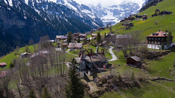 Gimmelwald mit der Luftseilbahnstation der Schilthornbahn AG