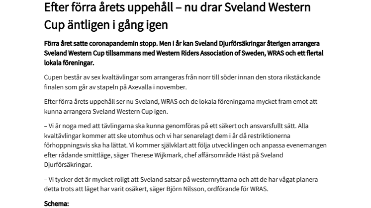 Efter förra årets uppehåll – nu drar Sveland Western Cup äntligen i gång igen
