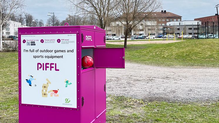 Aktivitetsbox från Piffl på campusområdet Blåsenhus i Uppsala