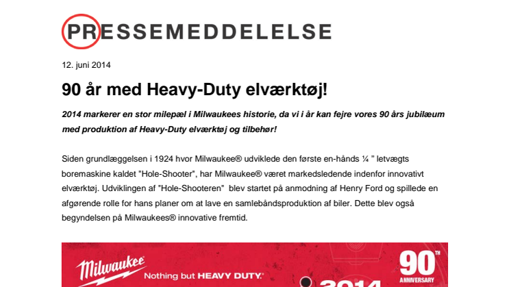 90 år med Heavy-Duty elværktøj!