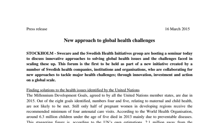 ​New approaches to global health challenges