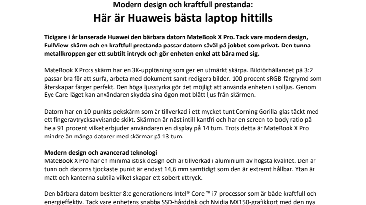 Modern design och kraftfull prestanda:  Här är Huaweis bästa laptop hittills