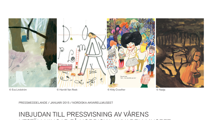 Inbjudan till pressvisning av vårens utställningar på Nordiska Akvarellmuseet