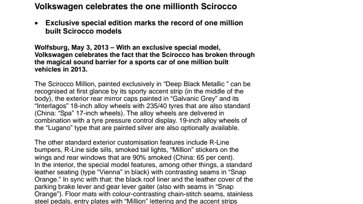 Info Scirocco Million