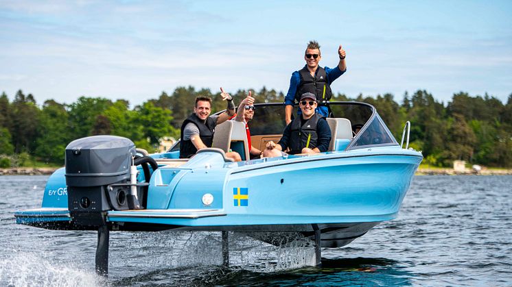 Powerboat champion Erik Stark tests the world’s first performance electric boat - the flying Candela Seven
