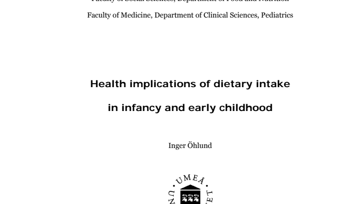 Health implications of dietary intake in infancy and early childhood