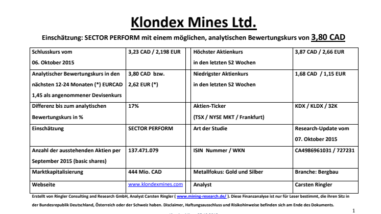 Ringler Research_Klondex Mines_German_07.10.2015