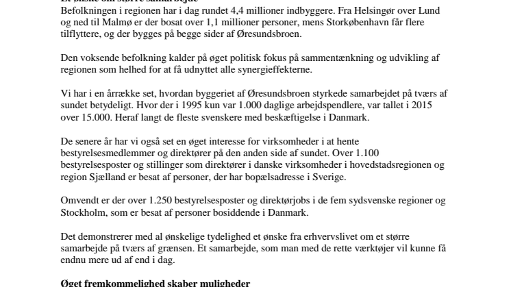 Dansk og svensk erhverv: Genfind ambitionerne på tværs af Øresund