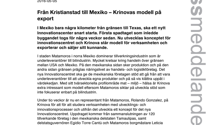Från Kristianstad till Mexiko – Krinovas modell på export