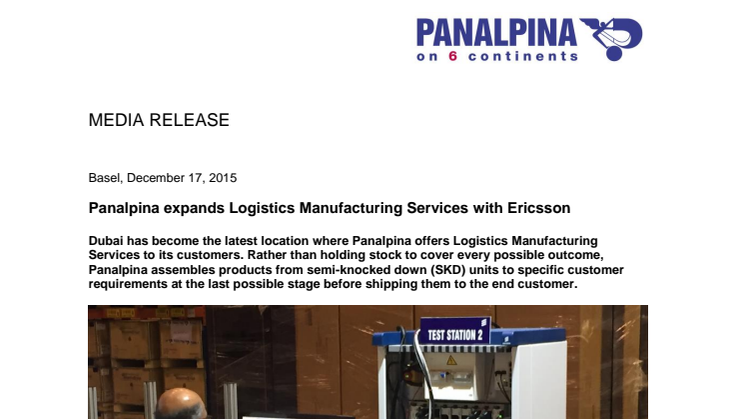 Panalpina expands Logistics Manufacturing Services with Ericsson