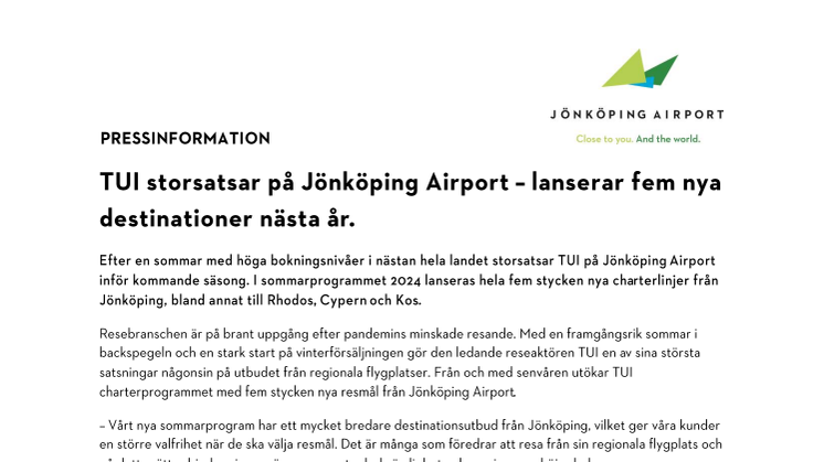 TUI storsatsar på Jönköping Airport – lanserar fem nya destinationer nästa år.pdf