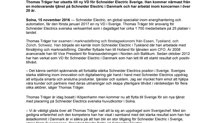 Schneider Electric Sverige får ny VD