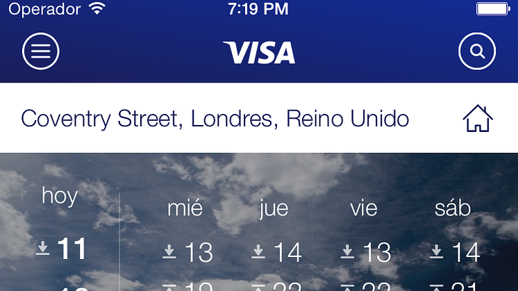 Visa Travel Tools App_Dashboard