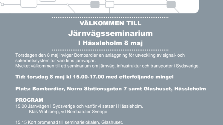 Program Järnvägsseminarium i Hässleholm 8 maj