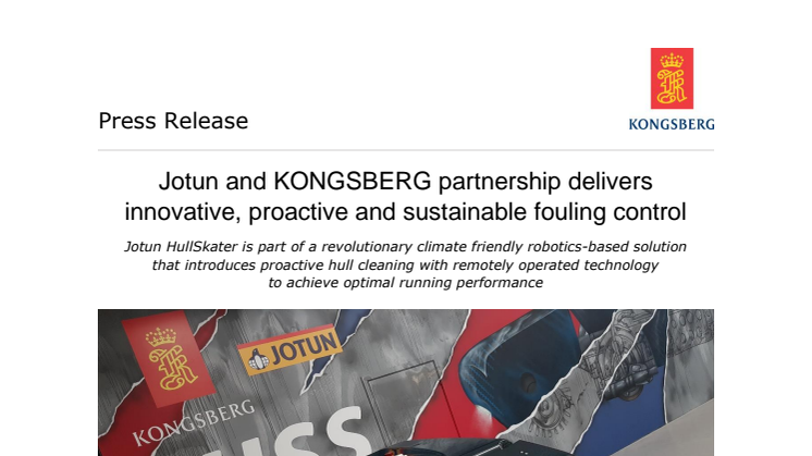 Jotun and KONGSBERG partnership delivers innovative, proactive and sustainable fouling control