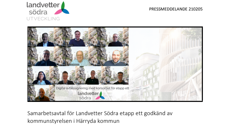Samarbetsavtal för Landvetter Södra etapp ett godkänd av kommunstyrelsen i Härryda kommun